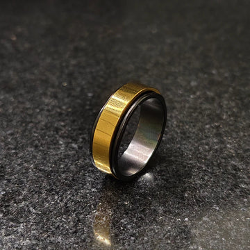 Best black and gold ring for men by Lamha with sleek modern design on dark textured surface
