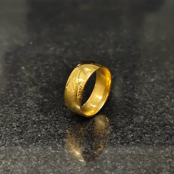 Golden ring for men in pakistan with smooth polished finish and subtle engraved design