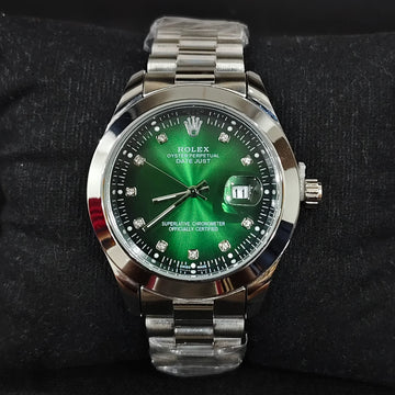 Rolex Date Just Watch for men with green dial and stainless steel bracelet by Lamha