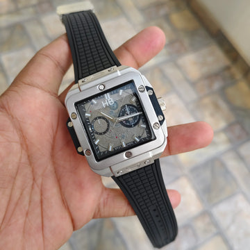 HUB- Champion 88 Silicon Strap Watch(Silver Black)