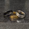 Set of 3 roman rings for men in pakistan by Lamha featuring black, gold, and silver metal finishes