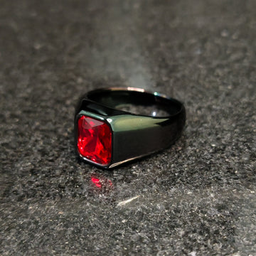 Black Red Stone Ring