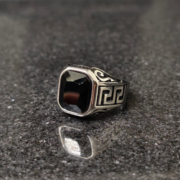 Silver Onyx Stone Emperor Ring