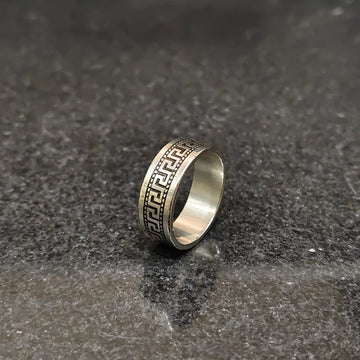 Versace Pattern Black Ring - 6mm