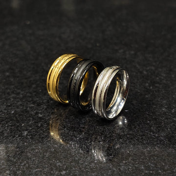 Pack of 3 Ferrum Ring (Silver , Golden, Black) - 5mm