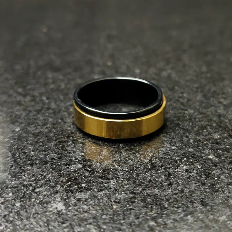 Best black and gold ring for men featuring a sleek black band with a polished gold outer layer