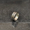 Lamha best black and white rings for men with intricate geometric pattern on silver band