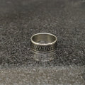 Lamha black and silver geometric patterned band ring, one of the best black & white rings for men