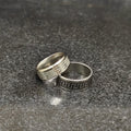 Lamha best black & white rings for men with intricate geometric patterns on silver bands