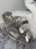 Lamha Bestwin Date Just Watch in Silver White showing the stainless steel clasp and back case