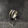 Black Curb Chain ring for men in Pakistan by Lamha featuring a silver band with black chain detail