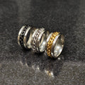 Buy 3 curb chain ring in Pakistan set featuring black, silver, and gold chain rings by Lamha