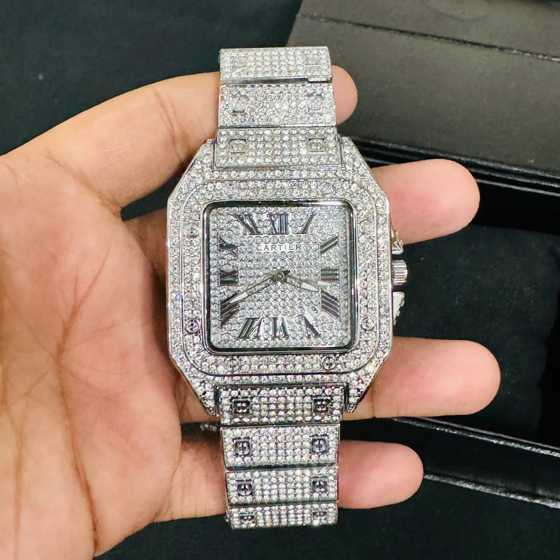 Cartier icedout Watch with sparkling diamond-encrusted face and bracelet by Lamha
