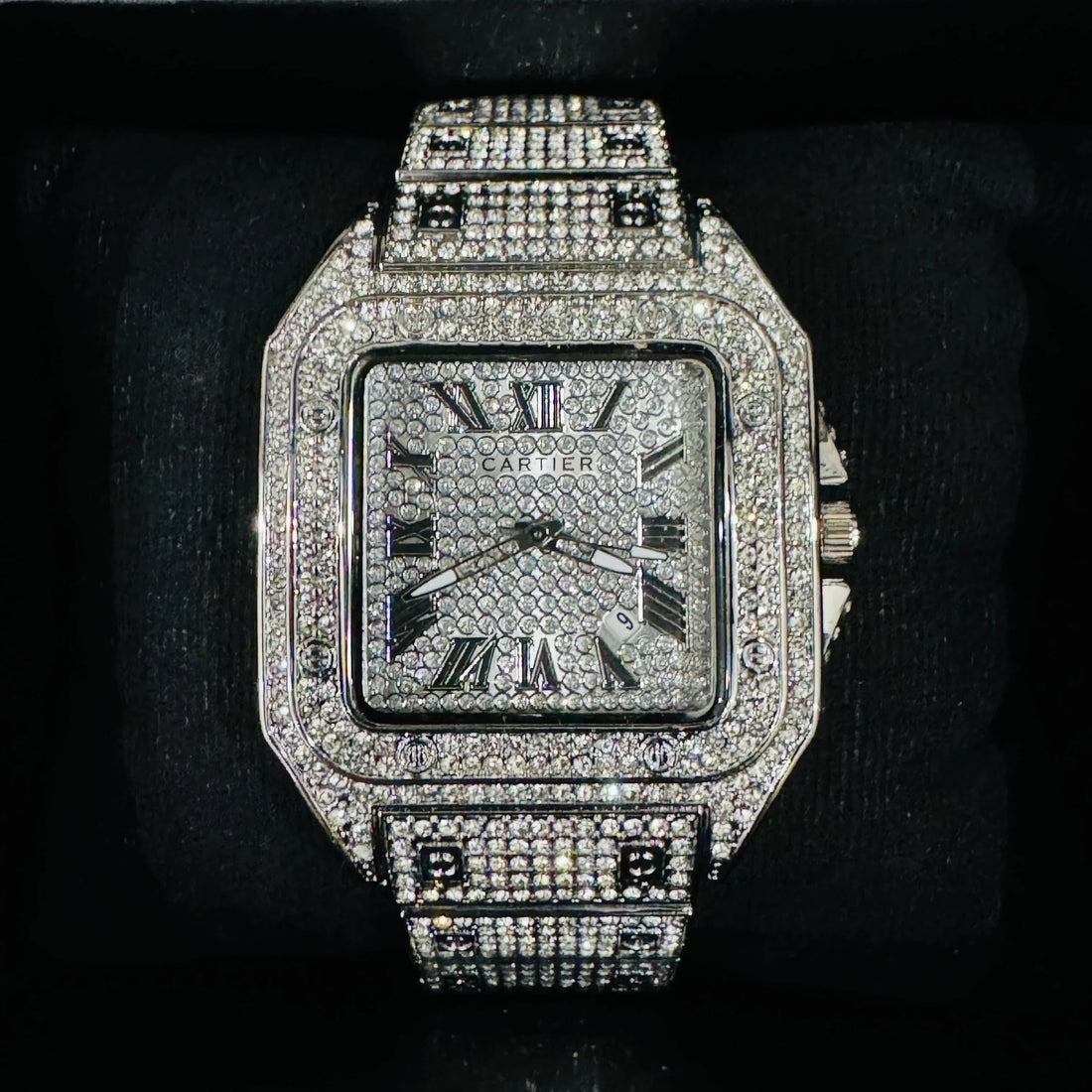 Cartier icedout Watch with sparkling diamond-encrusted face and bracelet by Lamha