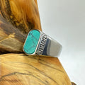 Feroza Silver Versace Medusa Ring For Men featuring turquoise stone and silver band with detailed design