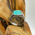 Feroza Silver Versace Medusa Ring For Men with turquoise stone and intricate silver design