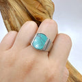 Feroza Silver Versace Medusa Ring For Men with turquoise stone and intricate silver band design