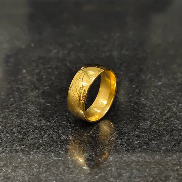 Golden ring for men in pakistan with smooth polished finish and subtle engraved design
