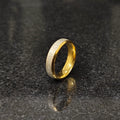 Love ring for men in golden forever color by Lamha with engraved heart design and smooth finish