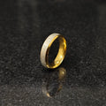 Lamha love ring for men in golden forever color with engraved message on silver and gold band