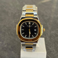 Patek Philippe Two Tone Golden Black Watch with gold and silver metal strap and black dial