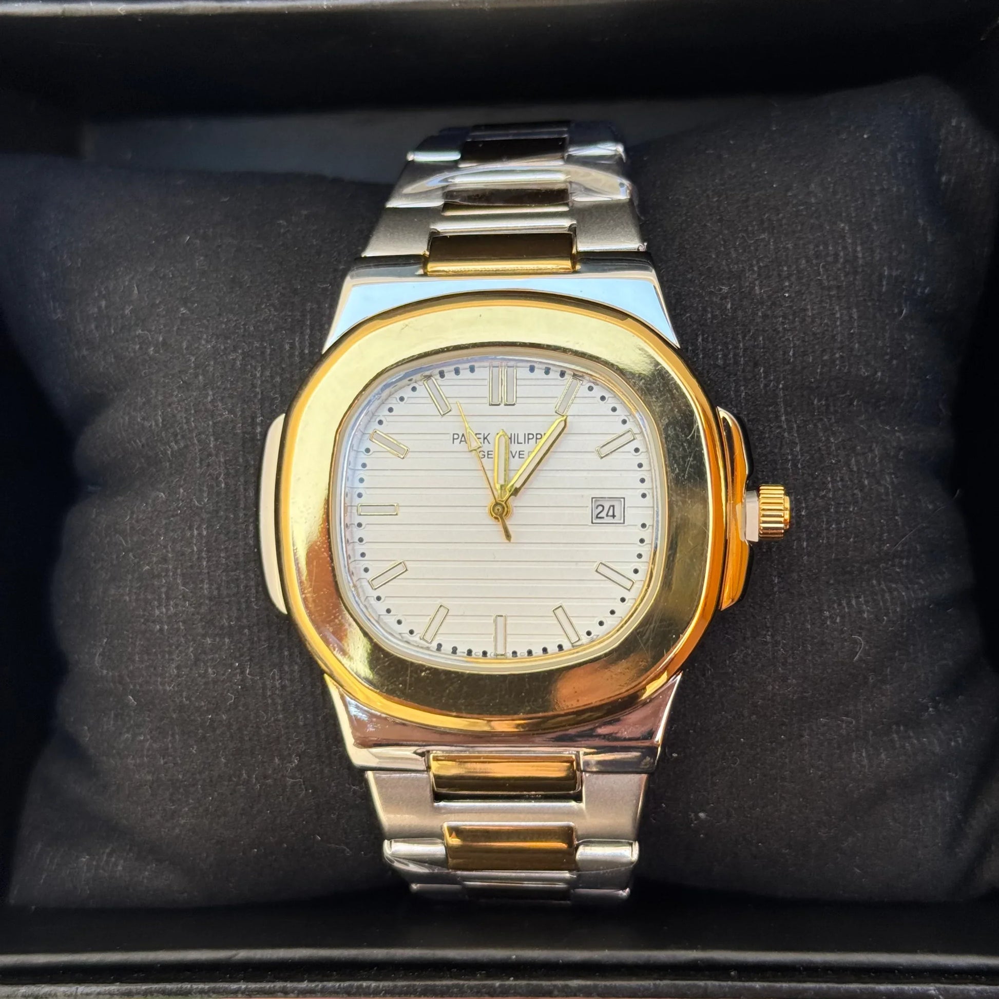 Patek Philippe Watch Two Tone White in Pakistan with gold and silver stainless steel band