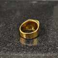 Lamha retro golden ring for men in best design with smooth finish on dark surface