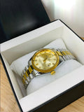 RLX Oyster Perpetual Date Two Tone Golden watch with gold and silver bracelet in a black box