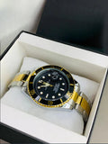 Rolex Submariner Date Watch Two Tone Black with gold and silver bracelet in presentation box