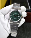 Tissot PRX Chain Watch in Silver Green with textured green dial and stainless steel chain bracelet