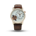 Tomi t 103 dual strap watch for men with brown leather straps and white dial featuring Roman numerals