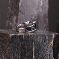 Silver Turkish Ring for Men in pakistan with a sleek black stone design by Lamha