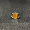 Turkish onyx riger ring for men in pakistan with yellow stone and detailed silver band